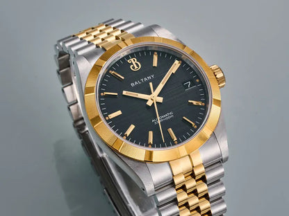 Baltany S4102 Business Man Automatic Mechanical Wristwatch 36mm Linen Dial Engine Turned Bezel NH35 Luxury Dress Watch For Man