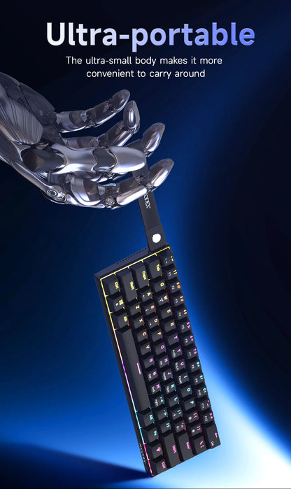 Ajazz NK61 Wired Mechanical Gaming Keyboard with full-key hot-swappable switches  RGB lighting effects 61 keys red switches
