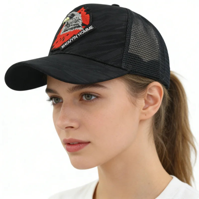 1 Breathable Sun-Protective Embroidered Baseball Cap with Eagle Embroidery, Personalized Design, Unisex, Suitable for Daily Casual Outdoor Use, Sunshade Mesh Cap, Holiday Gift