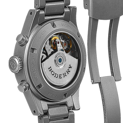 Boderry Chronograph Watch LANDMASTER Titanium Automatic mechanical Field Watches Outdoor Sport Waterproof Dive Wristwatch Men