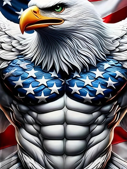 Men's Patriotic 3D Eagle Print T-Shirt Casual Crew Neck Short Sleeved Pullover for Summer Fashion Outdoor Activities Men Clothes