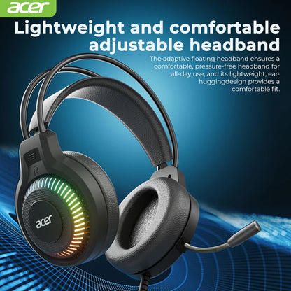 Auriculares gaming RGB con cable y micrófono – Sonido envolvente de baja latencia, iluminación RGB cool, aislamiento de ruido y ajuste cómodo