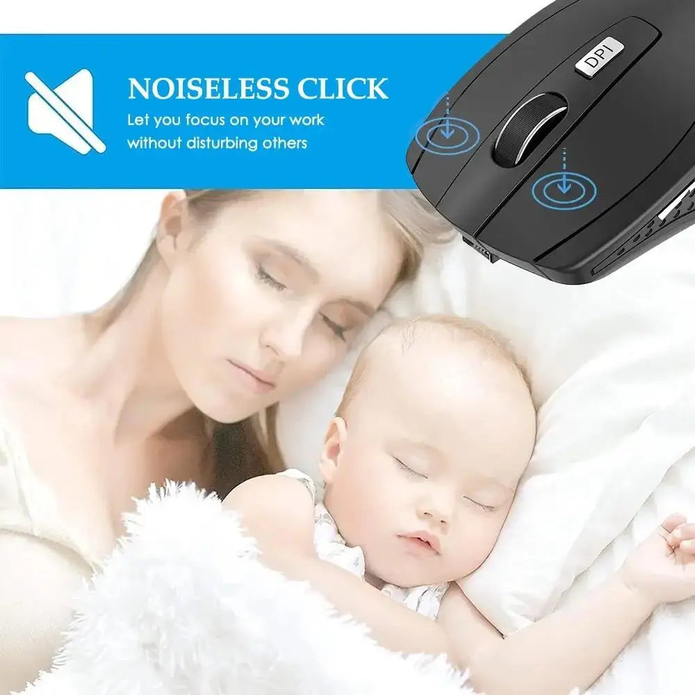 Wireless Mouse Silent 2.4G Wireless Mouse, Portable Optical Wireless Mouse with Adjustable 1600 DPI, USB Nano Receiver, Silent Wireless Mouse for Laptop, PC, MacBook & Notebook