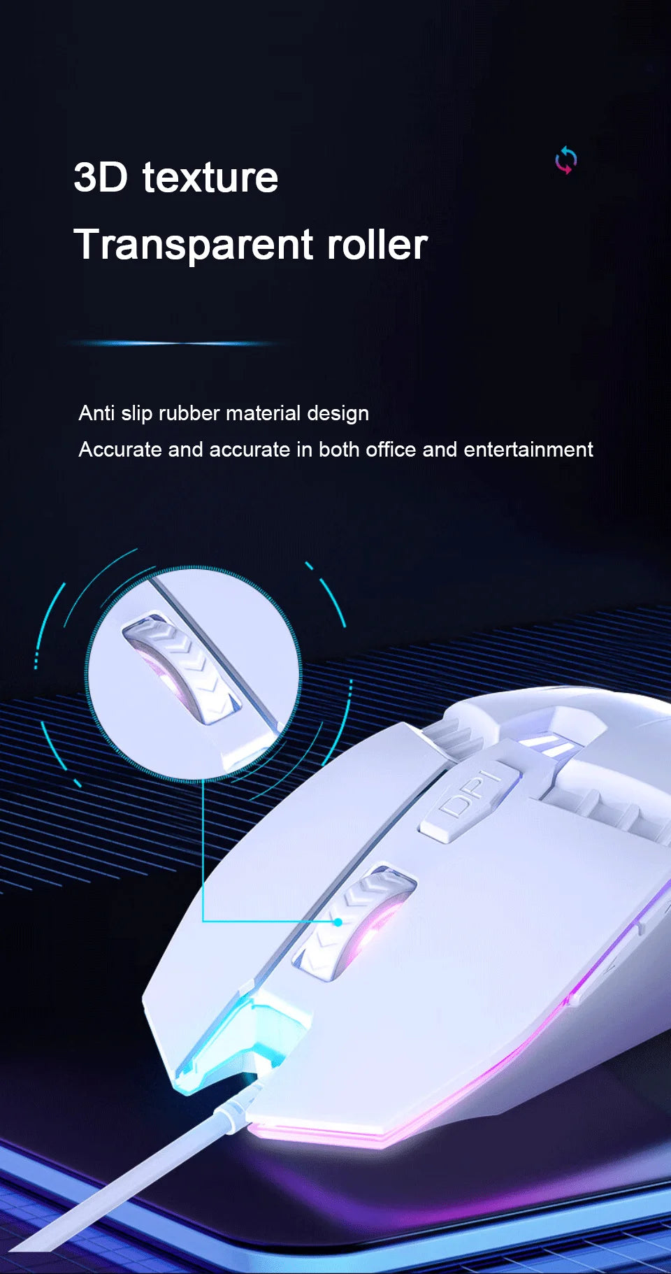 HP M1 Wired Gaming Mouse White Light Emitting Esports Mouse USB Gaming Office Desktop Laptop