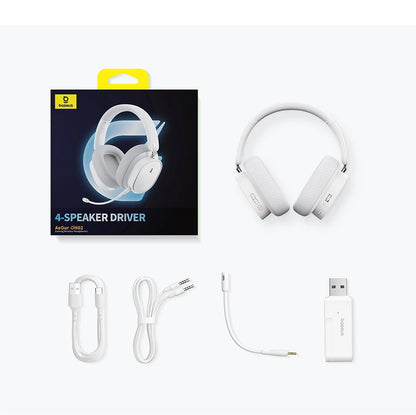 Baseus GH02 Gaming Wireless Headphones Bluetooth 5.3 Over-Ear Headset with Mic, 40mm Driver RGB Gaming Headphones, 2.4G Wireless Low Latency Headset