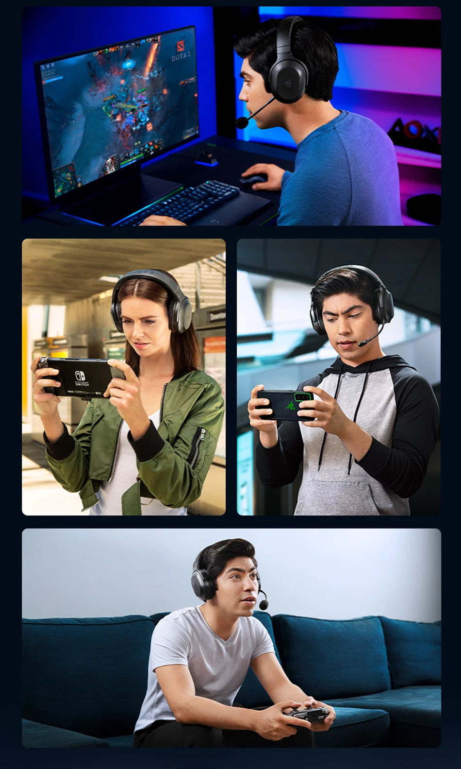 Razer Barracuda X Wireless Gaming Mobile Headset 2022 Model  2.4GHz Wireless + Bluetooth - Lightweight 250g - 40mm Drivers