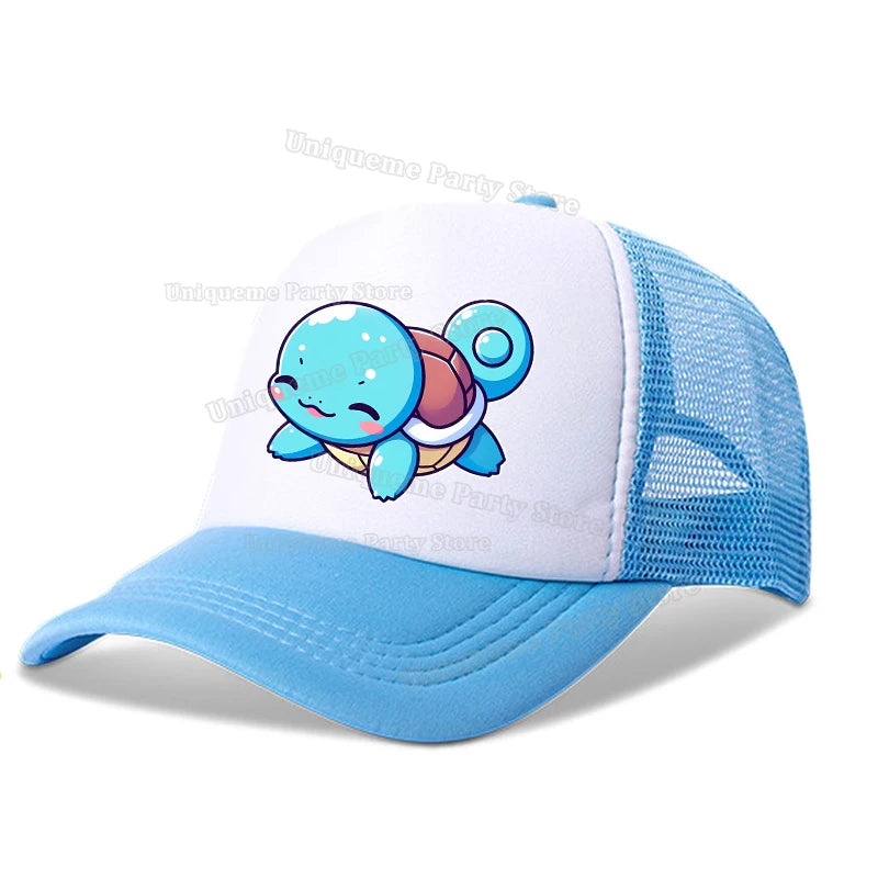 Czapka z daszkiem „Kawaii Pikachus Squirtle” z motywem Pokemonów – dla dzieci i dorosłych, chroniąca przed słońcem, urocza czapka z daszkiem na świeżym powietrzu, letnia czapka typu „dad hat”