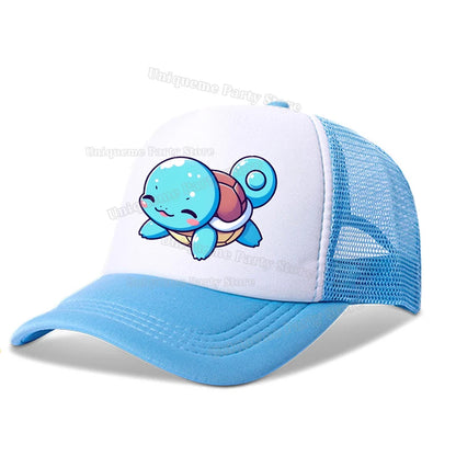 Czapka z daszkiem „Kawaii Pikachus Squirtle” z motywem Pokemonów – dla dzieci i dorosłych, chroniąca przed słońcem, urocza czapka z daszkiem na świeżym powietrzu, letnia czapka typu „dad hat”