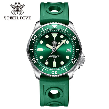 Mechanical Watch For Men STEELDIVE SD1973 Japan NH35 Automatic Movement Ceramic Bezel 200M Waterproof Classic Dive Small Abalone