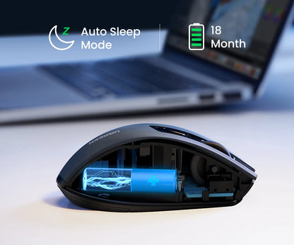 UGREEN Wireless Mouse Bluetooth 5.0 & 2.4G Ergonomic Mouse, 4000 DPI Silent Wireless Mouse with 6 Buttons for Laptop, MacBook, PC & Tablet