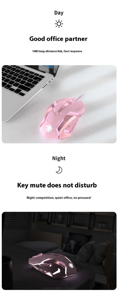 Frontline Pink Gaming Mouse Wireless Bluetooth Silent Mechanical Gaming Mouse, Cute RGB Computer Mouse for Gaming, Office & Laptop