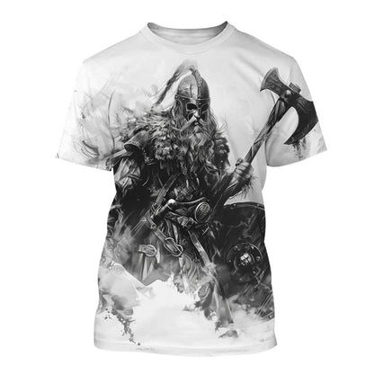 New Men's Black and White Line Tattoo Pattern 3d Short-sleeved T-shirt Tops Street Hip-hop Harajuku Cool T-shirt