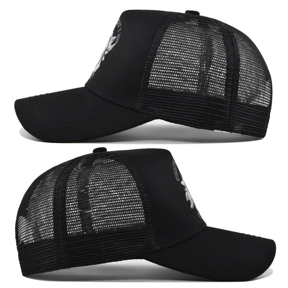 Modebaseballkasket i printet, åndbart net til forår/sommer – Gorras med personligt logo til mænd, kvinder og par – Visirhat, casquette