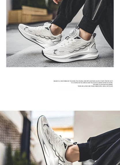 Zapatillas deportivas informales de verano transpirables para hombre, nuevas zapatillas de running de malla transpirable, modernas y versátiles, con hebilla giratoria, adecuadas para deportes al aire libre y para el día a día