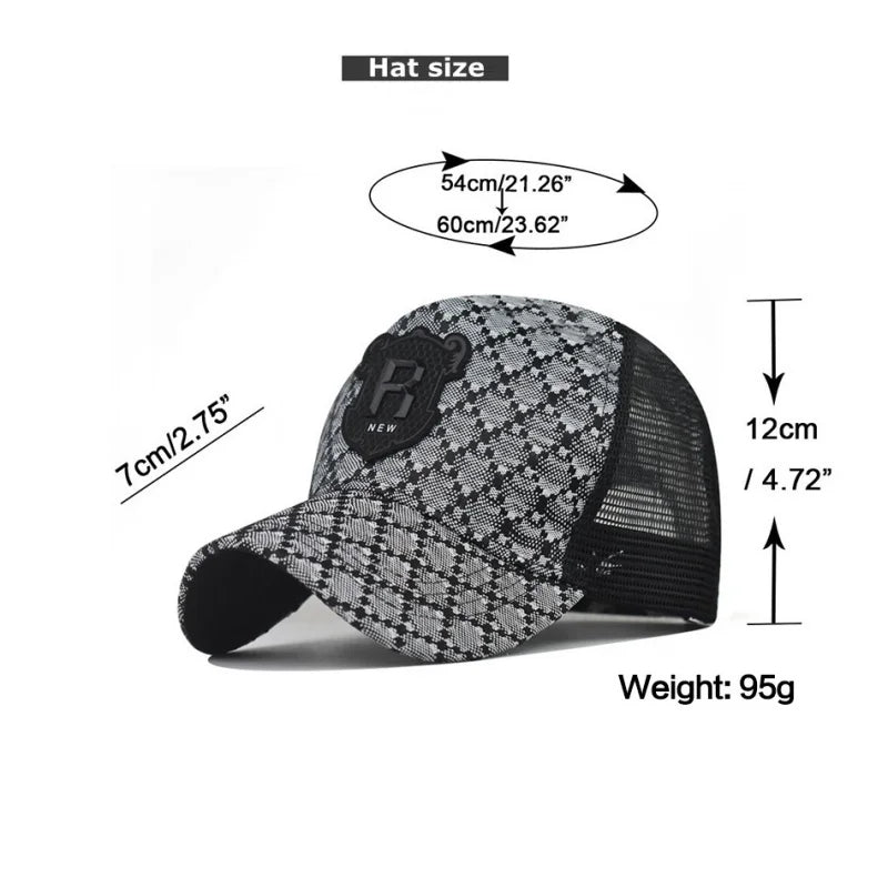 R Letter Icon Men's Baseball Cap for Male Summer Outdoor Adjustable Sports Hip Hop Hat Breathable Mesh Trucker Sunscreen Caps