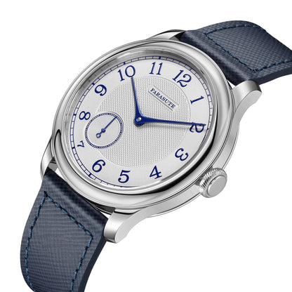 FARASUTE NEW Machinery Herrenuhr mit lachsfarbenem Zifferblatt, ST17 Handaufzug-Mechanikuhr, Kleine Sekunde, Vintage-Bonklip-Armband