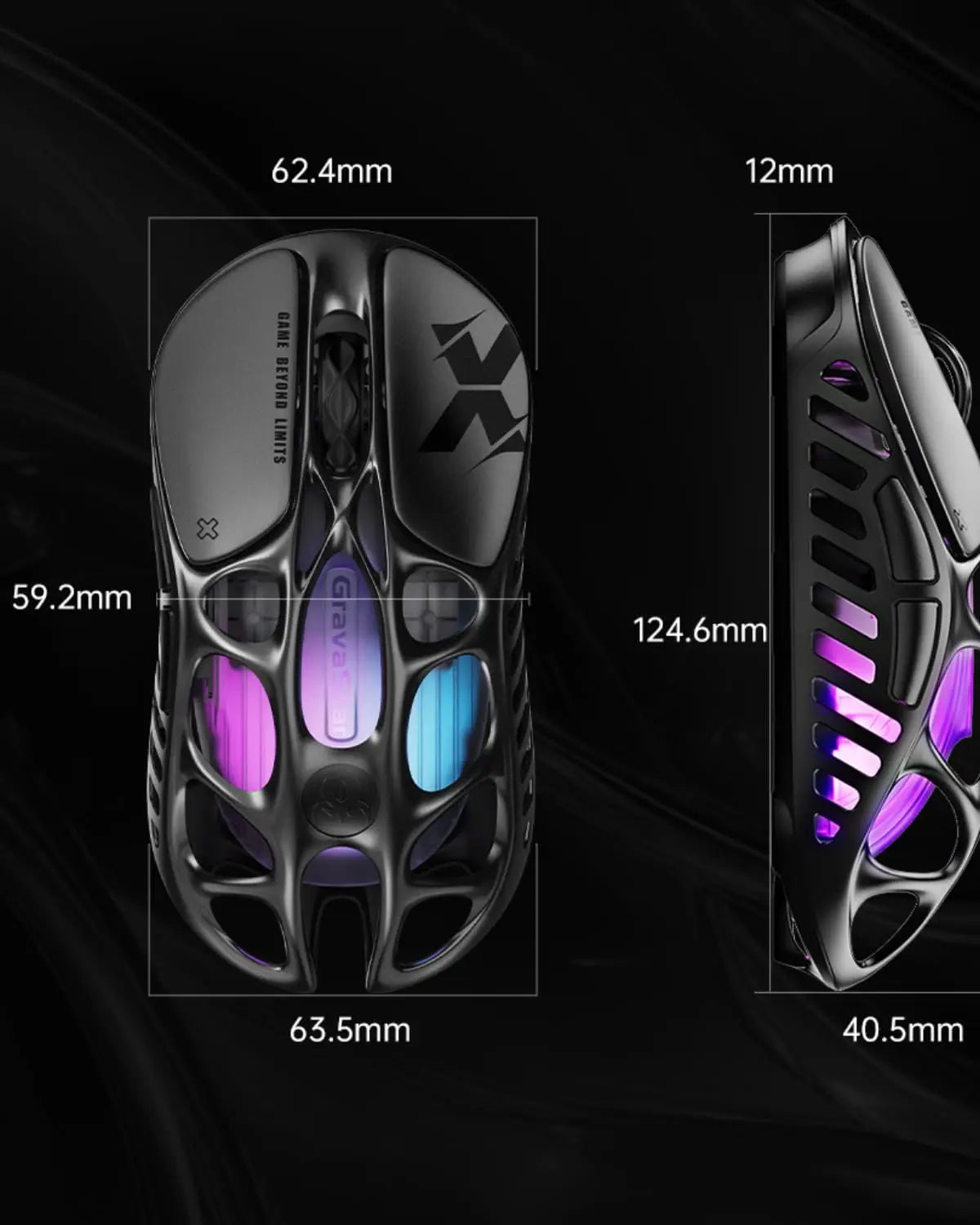 GravaStar Mercury X Ασύρματο Gaming Ποντίκι – Αισθητήρας PAW 3950 32,000 DPI, Ρυθμός Αναφοράς 1000Hz, Μόνο 49g, Κοίλο F από Κράμα Μαγνησίου