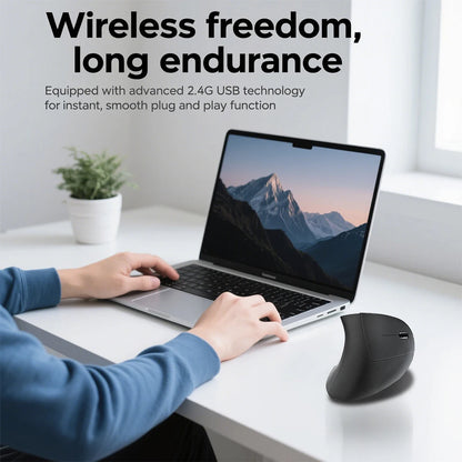 NexusClick Bluetooth Wireless Vertical Mouse, Rechargeable Ergonomic Mouse with 2.4G & Bluetooth, 1600 DPI Adjustable Silent Wireless Mouse for Laptop & PC
