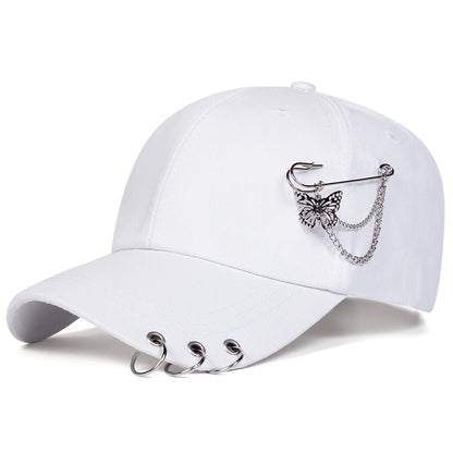 Unisex Butterfly Iron Ring Baseball Caps Spring Autumn Outdoor Adjustable Casual Hats Sunscreen Hat Sports Cap