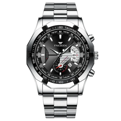 Men’s wristwatch, military, casual or sporty style, quartz, from a prestigious brand, made entirely of steel, water-resistant
