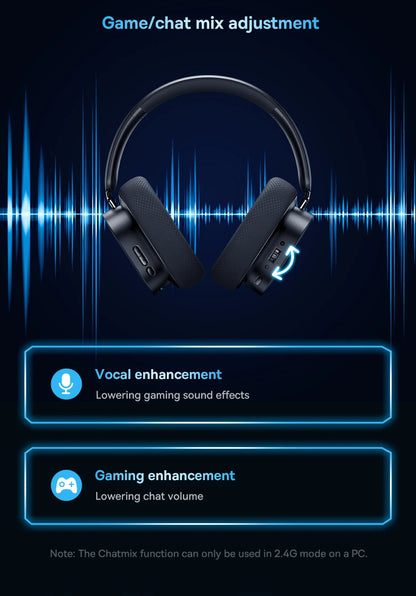 Baseus GH02 Gaming Wireless Headphones Bluetooth 5.3 Over-Ear Headset with Mic, 40mm Driver RGB Gaming Headphones, 2.4G Wireless Low Latency Headset