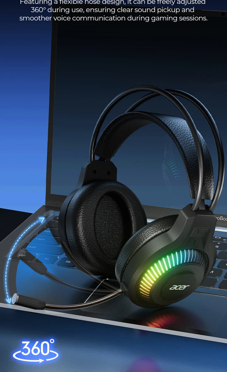 Auriculares gaming RGB con cable y micrófono – Sonido envolvente de baja latencia, iluminación RGB cool, aislamiento de ruido y ajuste cómodo