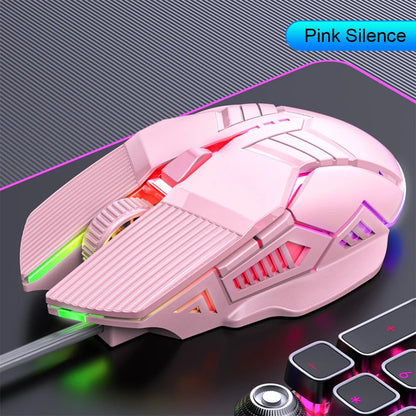 3200DPI ergonomisk trådbunden gamingmus USB datormus gamingmus med RGB-bakgrundsbelysning 6 knappar LED tyst mus för PC och laptop