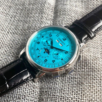 Corgeut Multi Functional Watch Automatic Mechanical Watch for Men 42mm Day Date Month Year Day/Night ST1655 Movt Polished Case