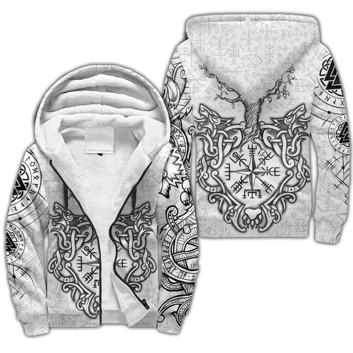 Odin Raven Fenrir Wolf Tattoo 3D Printed Mens Winter Thicker Zip Hoodie Unisex Casual Hooded Tracksuit Warm Fleece Jacket KD18