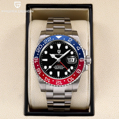 PAGANI DESIGN 40MM GMT Watches for Men Luxury Sapphire AR Mechanical Watch Ceramic Bezel Automatic 100M Waterproof Gift watch