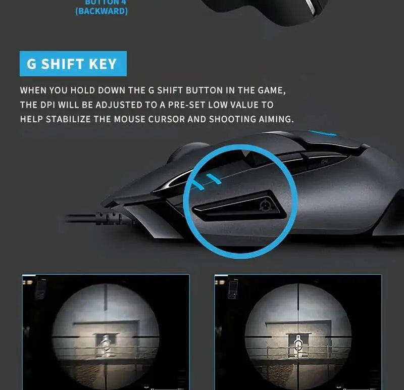 Logitech G402 Wired Gaming Mouse, 4000 DPI Gaming Mouse with 8 Programmable Buttons, 32-Bit ARM Processor, USB Optical Gaming Mouse for PC Gaming & Work