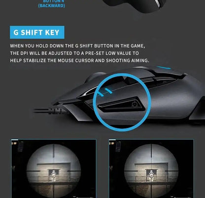 Logitech G402 Wired Gaming Mouse, 4000 DPI Gaming Mouse with 8 Programmable Buttons, 32-Bit ARM Processor, USB Optical Gaming Mouse for PC Gaming & Work