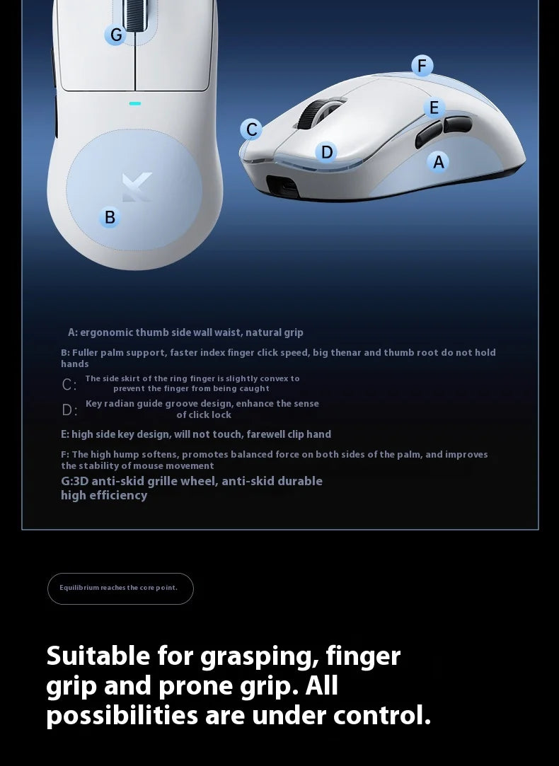 MCHOSE M7 Ultra Εργονομικό Gaming Mouse PAW3950 Super Sensor TOPSPEED Ρυθμός αναφοράς 8000Hz Ελαφρύς σχεδιασμός Realtek Master Mice