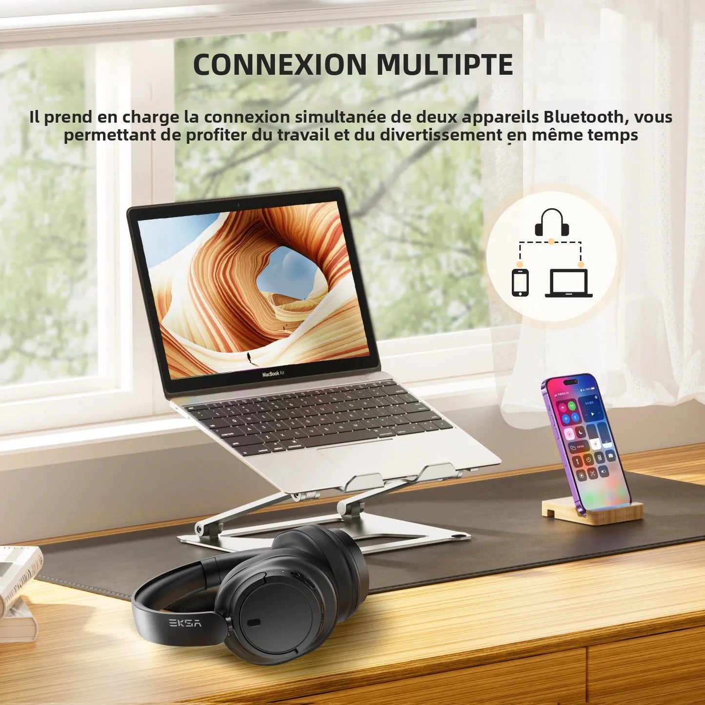 OneOdio EKSA V16 Bluetooth 5.3 Wireless Headphones with Mic, Hi-Res HiFi Over Ear Headset, 90H Battery, Bass Mode, Wired & Wireless Audio