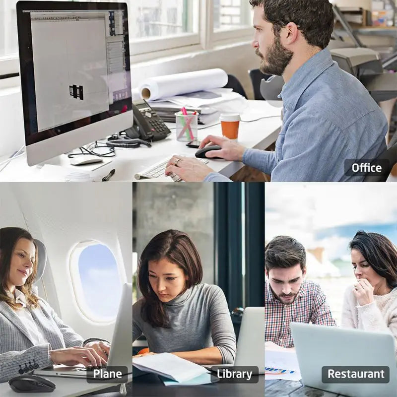Wireless Ergonomic Mouse 2.4GHz USB Type-C Wireless Mouse, Adjustable 800/1200/1600 DPI Ergonomic Mouse for MacBook Pro, Laptop, PC & Office