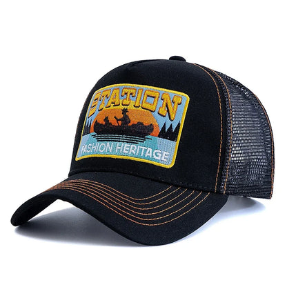 New Style Summer Fishing Cap Breathable Mesh Trucker Hat Men Women Fisherman Embroidered Design Snapback Hat Outdoor Fishing