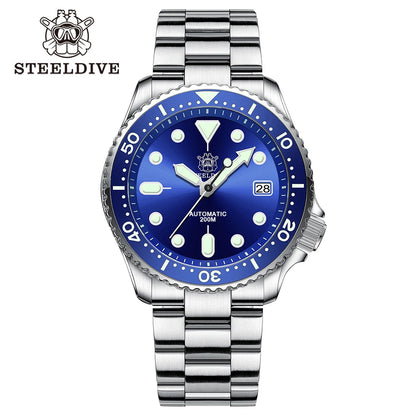 Mechanical Watch For Men STEELDIVE SD1973 Japan NH35 Automatic Movement Ceramic Bezel 200M Waterproof Classic Dive Small Abalone