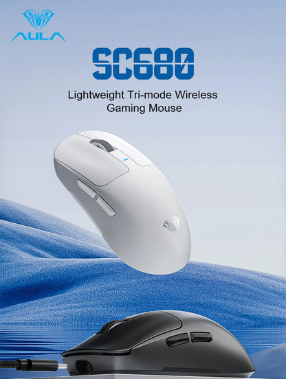 AULA SC680 Wireless Gaming Mouse, Tri-Mode Bluetooth 5.0/2.4G/Wired Gaming Mouse with PAW3395 Sensor, 26000 DPI Super Lightweight Gaming Mouse for PC, Mac & Laptop