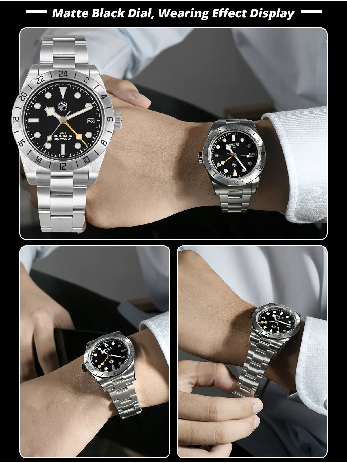 San Martin New 39mm NH34 BB GMT Automatic Mechanical Watch Sport Watch Sapphire Luminous Waterproof 100m for Men Relogio SN0054