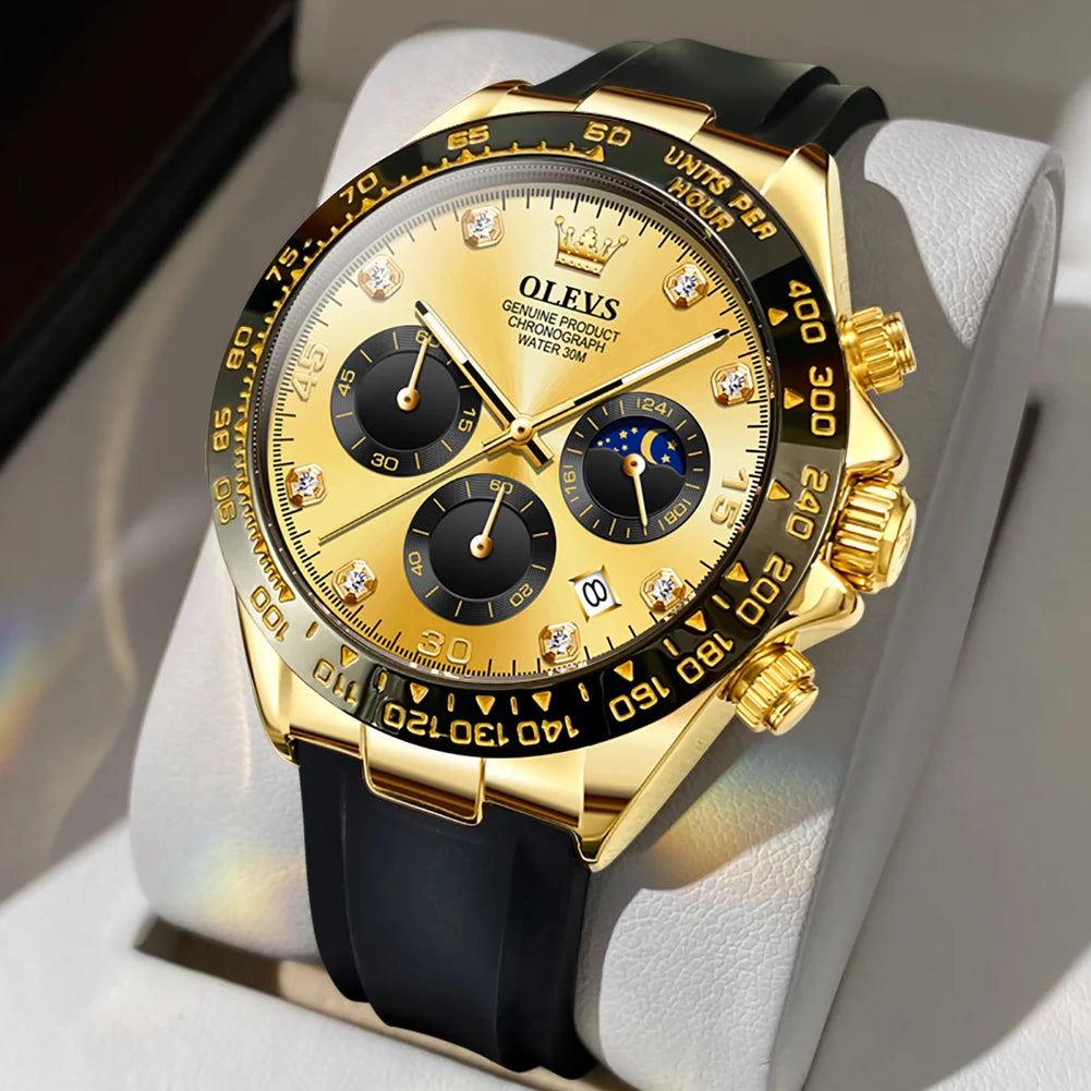 Relógio para homem OLEVS – Relógio de quartzo de luxo, estanque e luminescente, equipado com cronógrafo e indicador de data – Relógio desportivo para homem de uma grande marca
