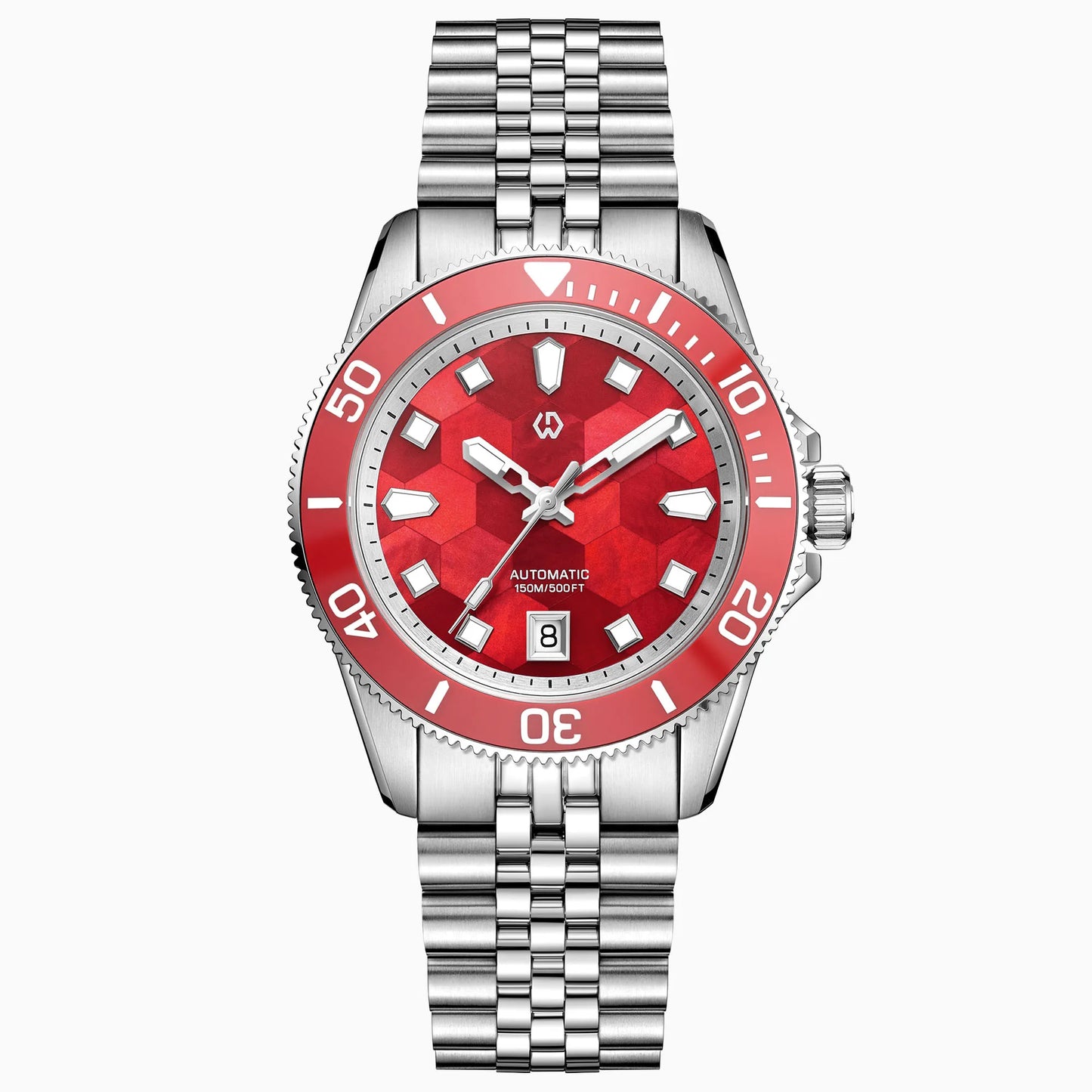 WISHDOIT Automatic Mechanical Watch Miyota 8215 Movement Mother of Pearl Dial Ceramic Bezel Waterproof 150M Diving Watch