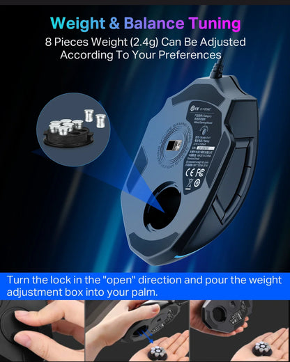 E-YOOSO X-41 Pro USB Wired Gaming Mouse, RGB Programmable Gaming Mouse with 12400 DPI, 11 Programmable Buttons, Ergonomic Optical Mouse for PC & Laptop