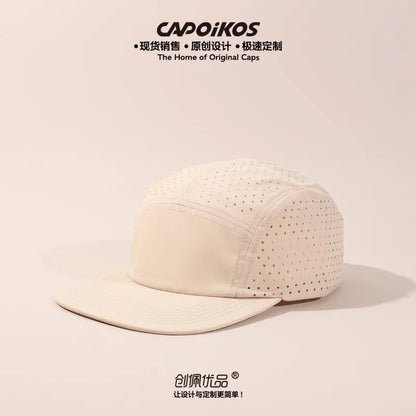 Șapcă de baseball cu cinci panouri, culoare solidă, cu logo personalizat, uscare rapidă, pentru bărbați și femei, din plasă respirabilă, pentru camping, sport și skateboard