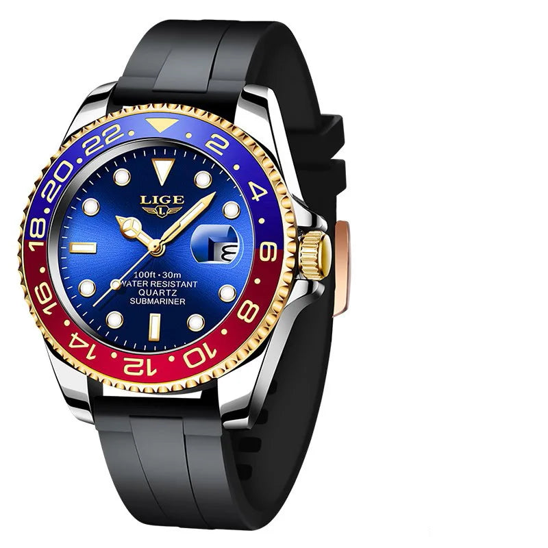LIGE 2025 brand new men's watch luminous stainless steel business quartz luxury clock waterproof watches for men reloj hommes
