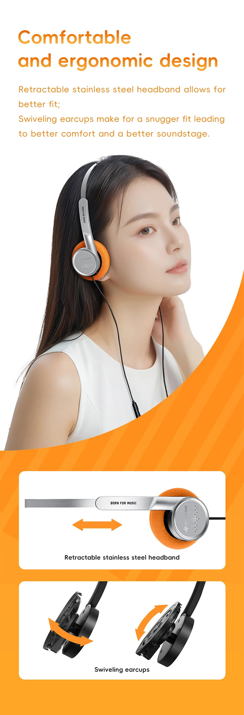 FiiO Wind 3.5mm Wired On-Ear Headphones with Microphone, HiFi Sound 40mm Dynamic Driver Gaming & Recording Headphones