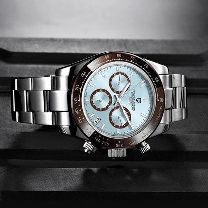 Męski zegarek chronograf PAGANI DESIGN – Luksusowy zegarek na rękę z mechanizmem kwarcowym, podświetlany i wodoodporny.