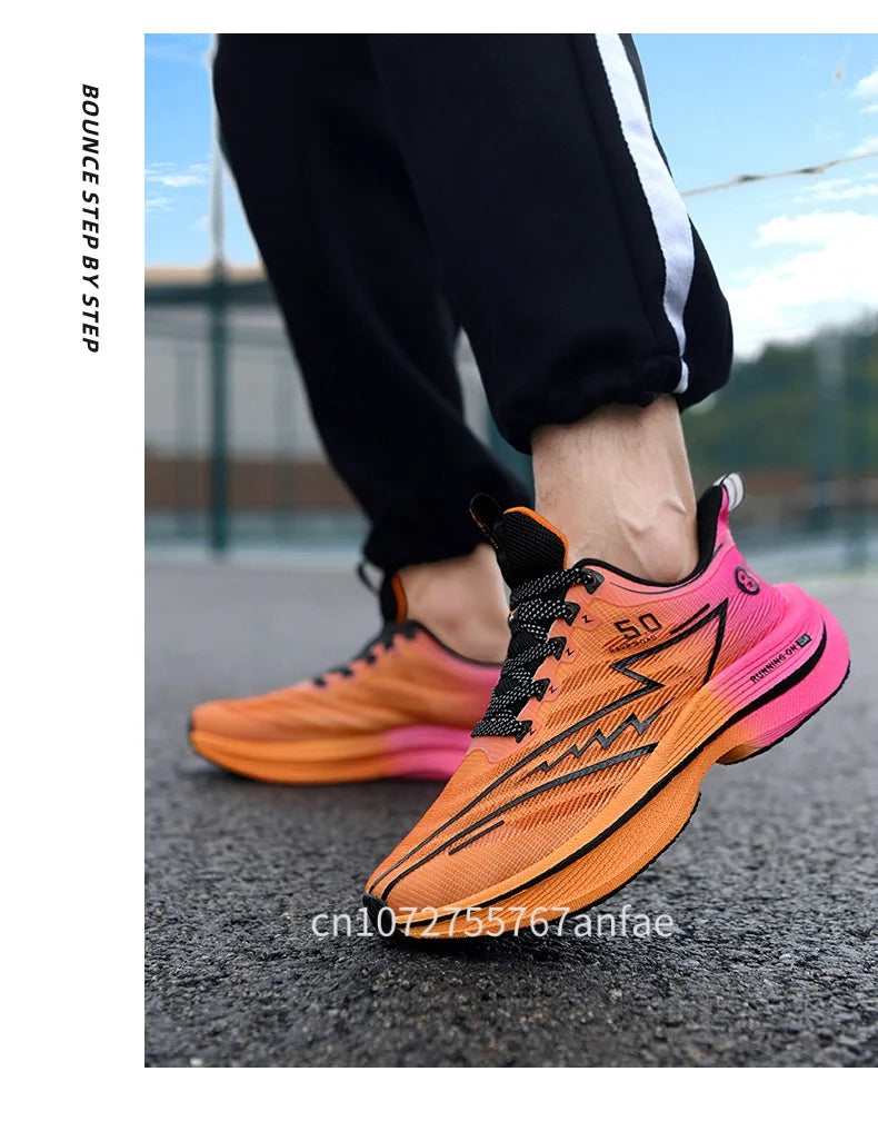 Men's Running Shoes Carbon Board Light Ultra Cushion Breathable Marathon Shock Absorption Support Sneaker Woman Comfy Sport Shoe