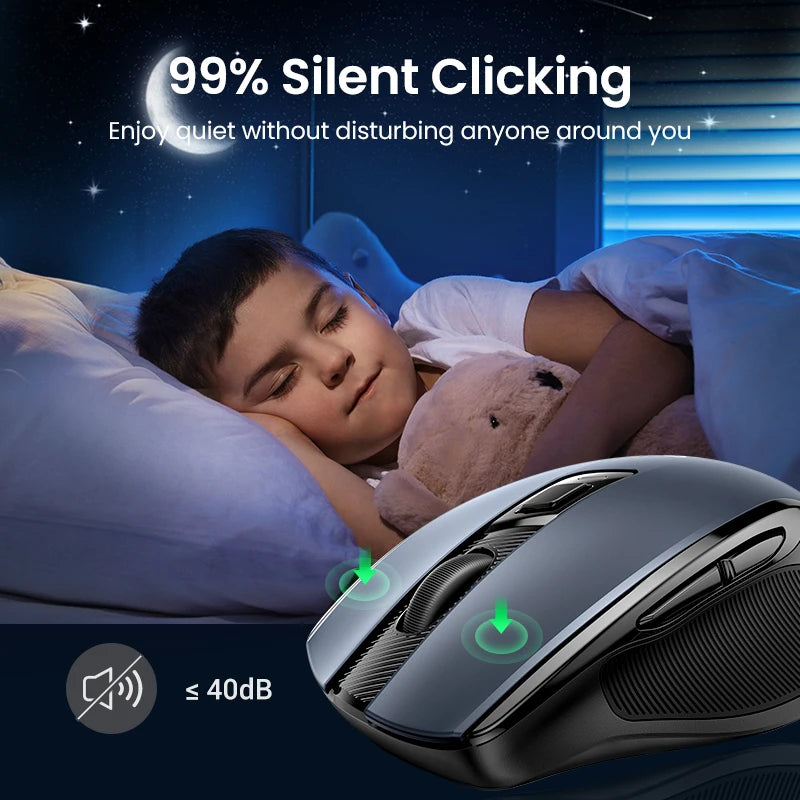 UGREEN Wireless Mouse Bluetooth 5.0 & 2.4G Ergonomic Mouse, 4000 DPI Silent Wireless Mouse with 6 Buttons for Laptop, MacBook, PC & Tablet