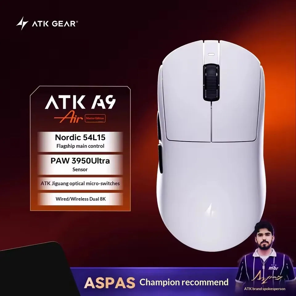 ATK Dragonfly A9 Wireless Gaming Mouse NearLink Tri-Mode Dual 8K Ultra-Lightweight Ergonomic Esports Mouse