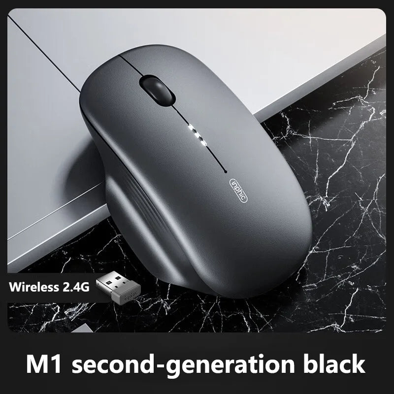 Inphic M1 2.4G Wireless Mouse Type-C Rechargeable Silent Ergonomic Mouse with Battery Level Display, Adjustable DPI Wireless Office Mouse for Laptop & PC